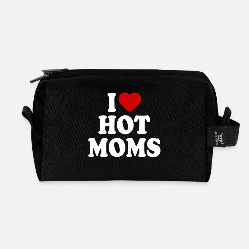 I love hot moms - Recycelte Kulturtasche - Schwarz