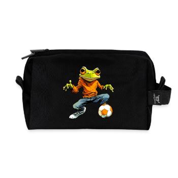Football des grenouilles - Trousse de toilette en tissu recyclé - noir - Devant
