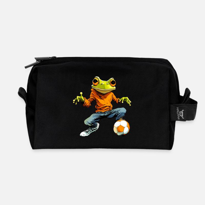 Frösche Fussball - Recycelte Kulturtasche - Schwarz
