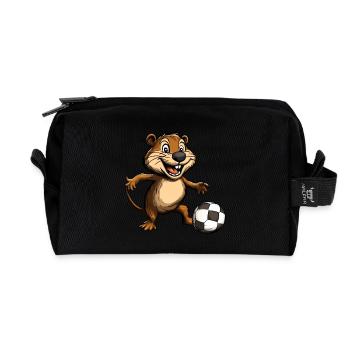 Biber Fussball - Recycelte Kulturtasche - Schwarz - Vorne