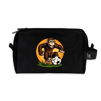 Monkey Football - Recycled Toiletry Zip Bag - black - Front