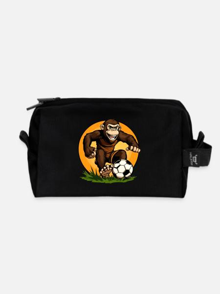 Affen Fussball - Recycelte Kulturtasche - Schwarz
