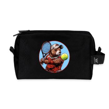 Joueur de tennis Bear - Trousse de toilette en tissu recyclé - noir - Devant