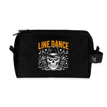 Line Dance Skull with Stetson and Boots and Lasso - Recycled Toiletry Zip Bag - black - Front