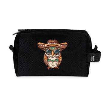 Eule Lustig Sombrero - Recycelte Kulturtasche - Schwarz - Vorne