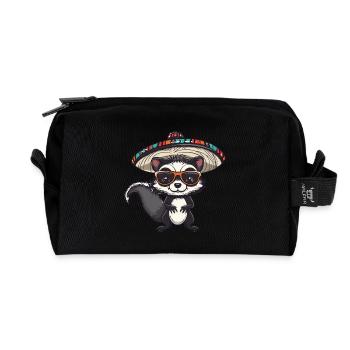 Skunk Funny Sombrero - Recycled Toiletry Zip Bag - black - Front
