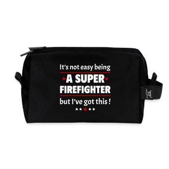 Not easy to be a super firefighter - Recycled Toiletry Zip Bag - black - Front
