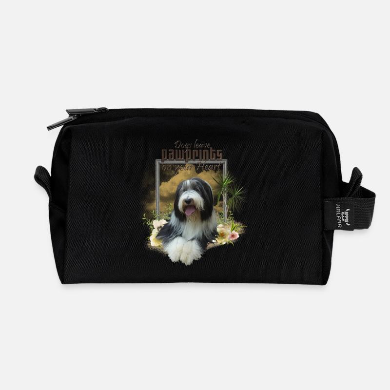 Bearded Collie 028-14-klein-01 - Recycelte Kulturtasche - Schwarz