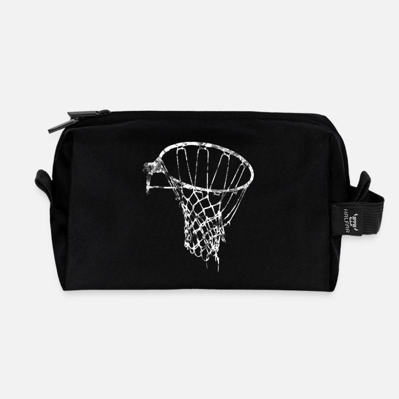 Basketball Korb Netz Vintage Used Look - Recycelte Kulturtasche - Schwarz