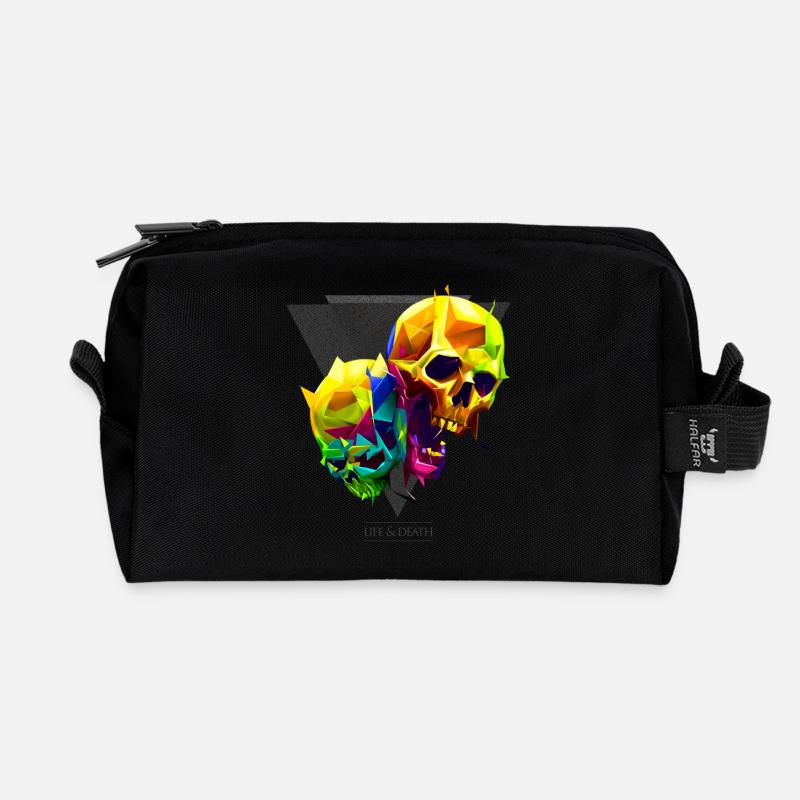 Schädel - Recycelte Kulturtasche - Schwarz