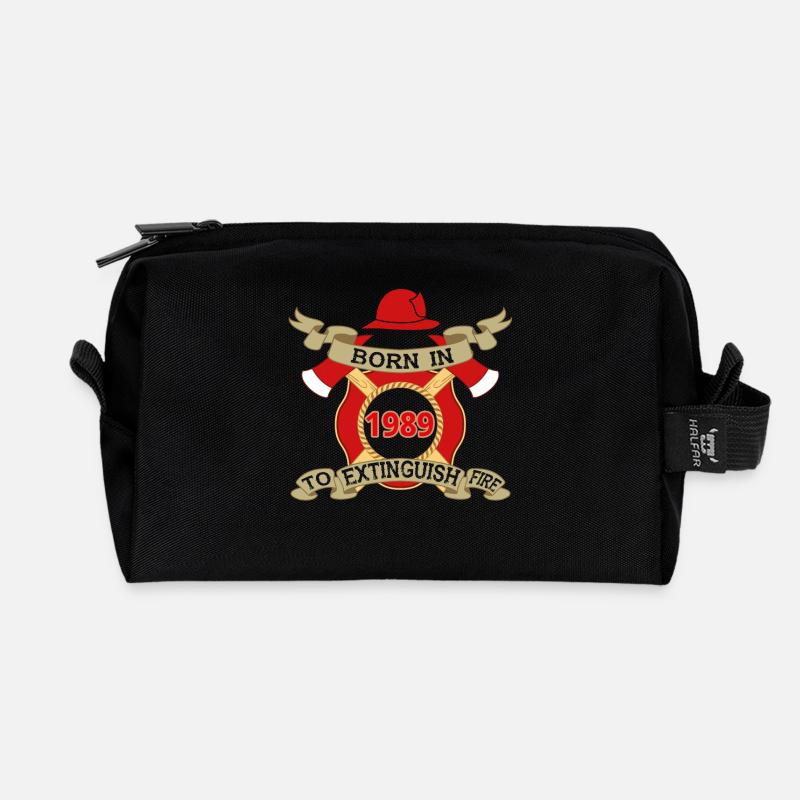 Born 1989 Fire fire brigade - Recycled Toiletry Zip Bag - black