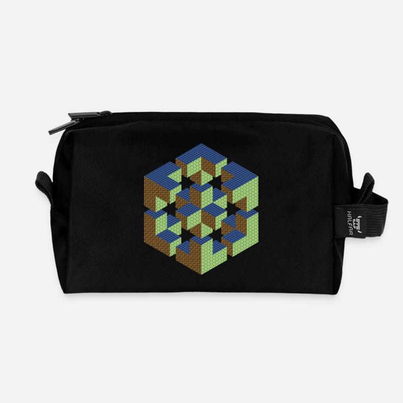 unmögliche Figur Escher Würfel Geometrie Phantasie - Recycelte Kulturtasche - Schwarz