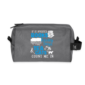 Books Rainy Days Tea Cats - Recycled Toiletry Zip Bag - anthracite - Front