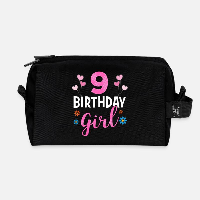 Birthday Girl - 9 years old - Recycelte Kulturtasche - Schwarz