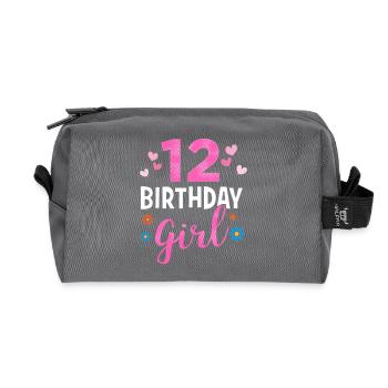 Fille d'anniversaire - 12 ans - Trousse de toilette en tissu recyclé - anthracite - Devant