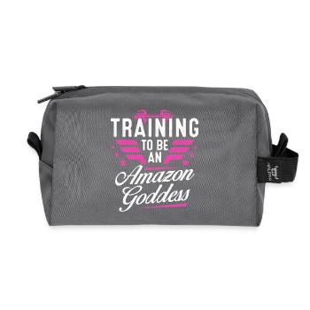 TRAINING TO BE AN AMAZON GODDESS Fitness Gym Frau - Recycelte Kulturtasche - Anthrazit - Vorne