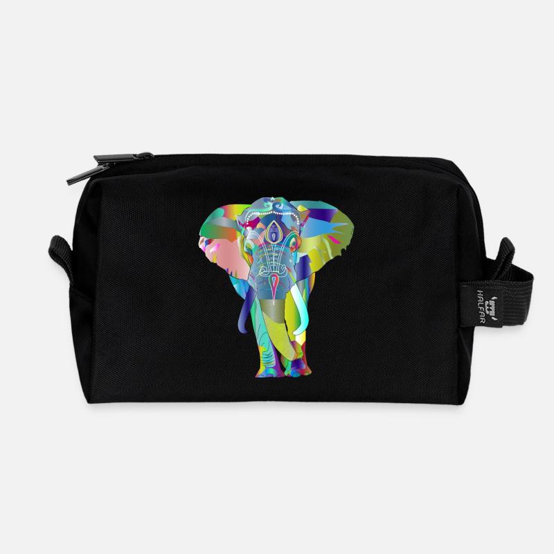 Elefant - Recycelte Kulturtasche - Schwarz
