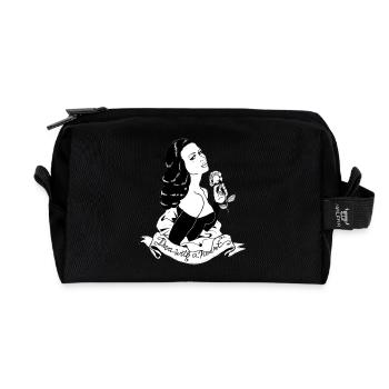 D. Avec un coeur (blanc / gris) - Trousse de toilette en tissu recyclé - noir - Devant
