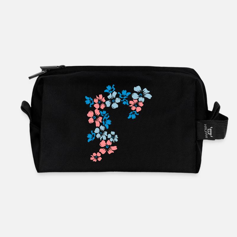 flowers - Recycled Toiletry Zip Bag - black