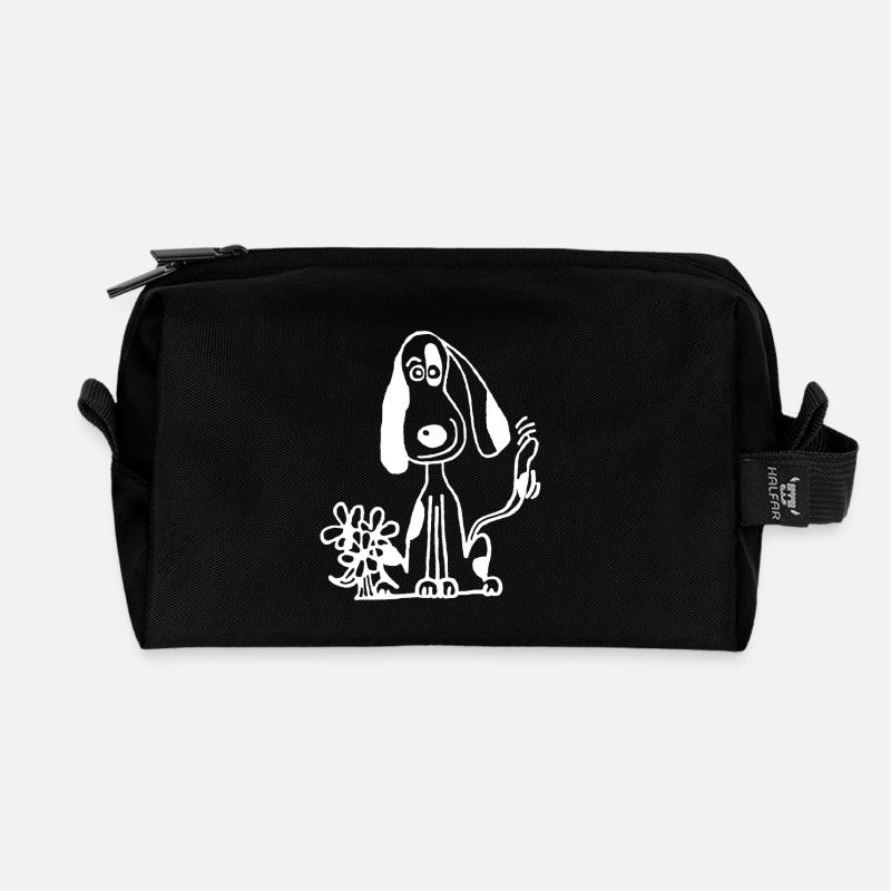 süßer Hund mit Dackelblick Geschenk - Recycelte Kulturtasche - Schwarz