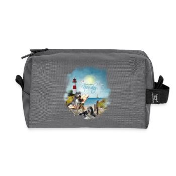 Bearded Collie - maritim - Recycelte Kulturtasche - Anthrazit - Vorne
