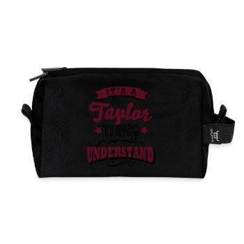 its a taylor name surname thing - Recycled Toiletry Zip Bag - black - Front