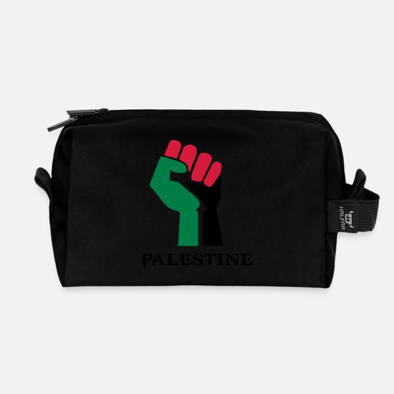 drawing palestinian symbol flag palestine - Recycled Toiletry Zip Bag - black