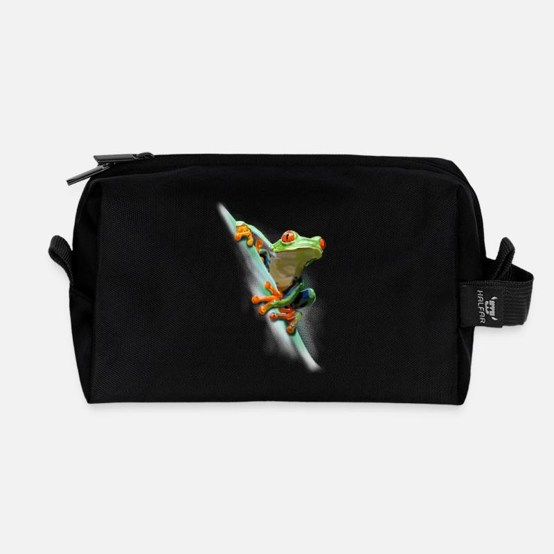 Frosch - Recycelte Kulturtasche - Schwarz