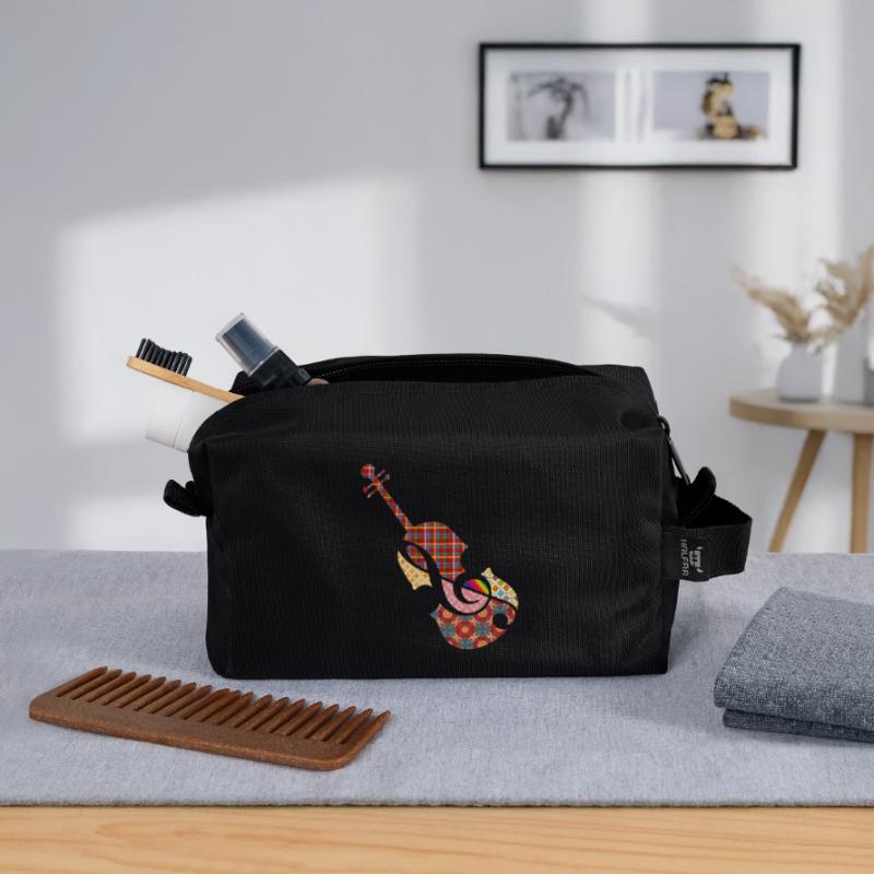 beautiful patchwork violin with treble clef Recycled Toiletry Zip Bag