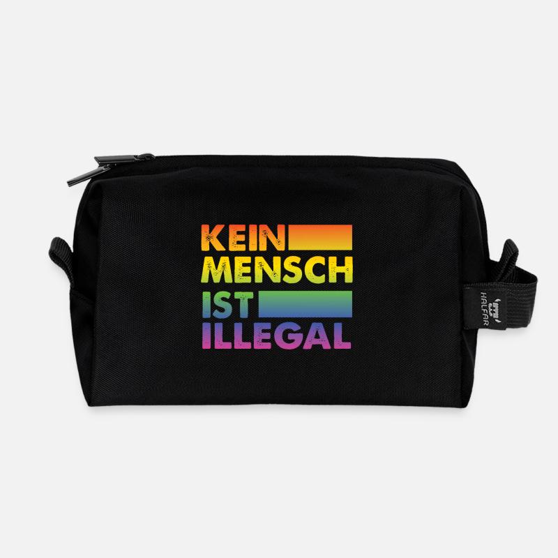 Kein Mensch ist illegal Regenbogen Menschenrechte - Recycelte Kulturtasche - Schwarz