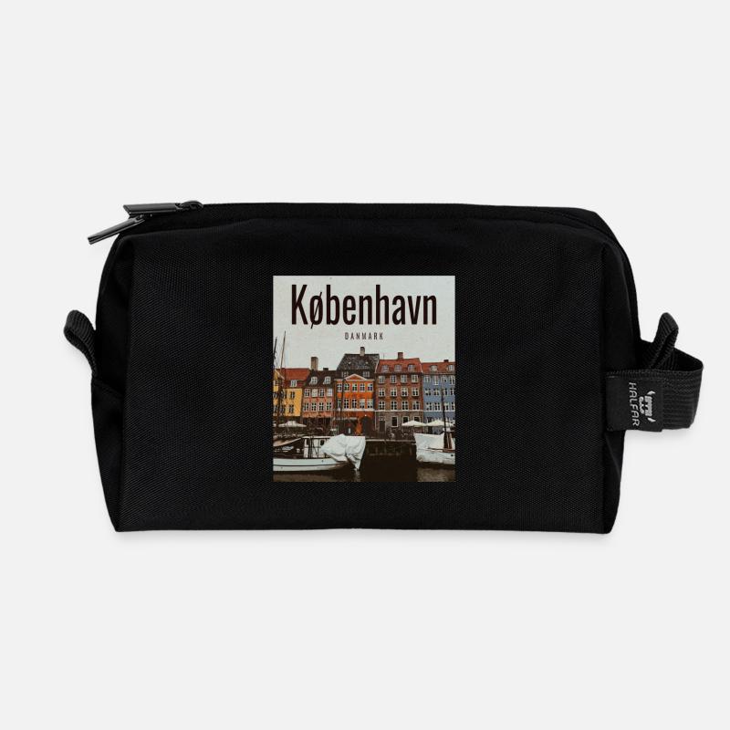 Kopenhagen Hafenfarben Nyhavn - Recycelte Kulturtasche - Schwarz