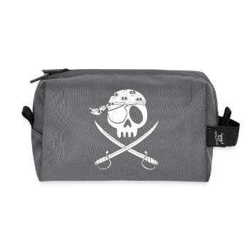 Weißer Piratenschädel - Recycelte Kulturtasche - Anthrazit - Vorne