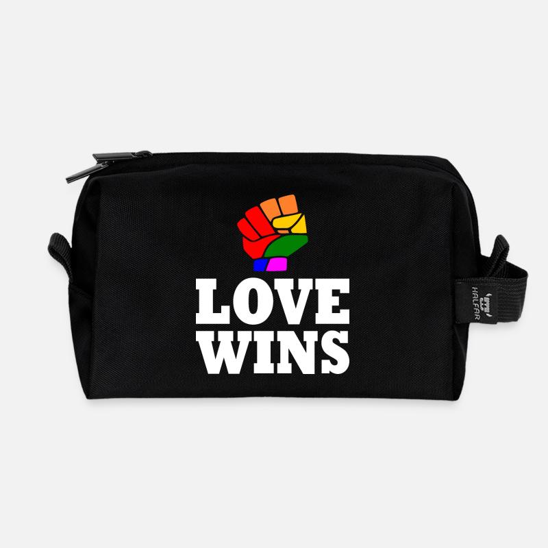 Love wins - Recycelte Kulturtasche - Schwarz