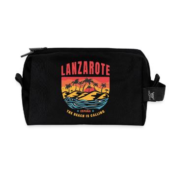 Lanzarote Espana beach design - Recycled Toiletry Zip Bag - black - Front