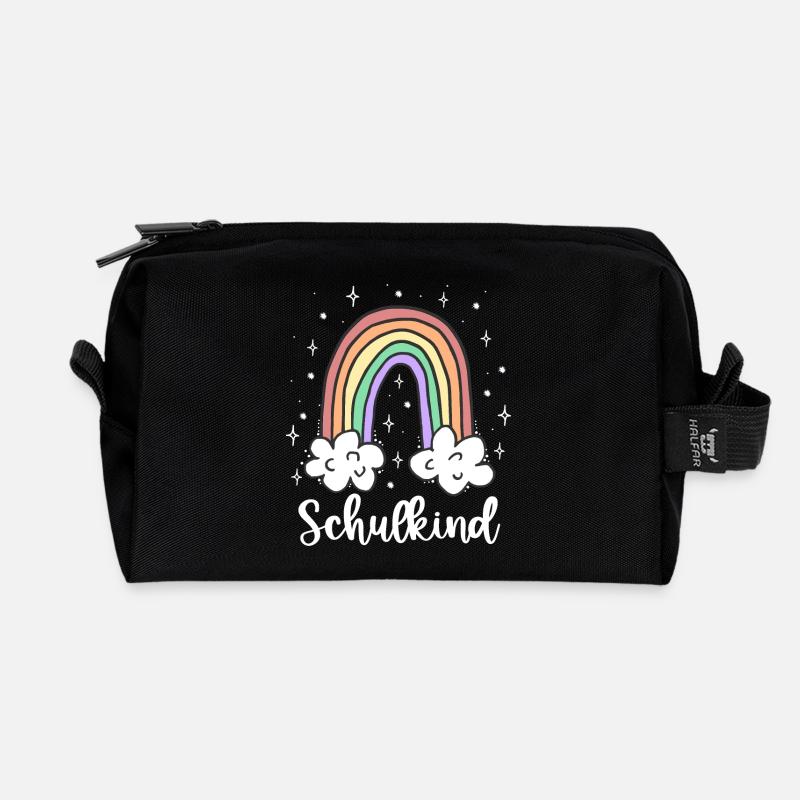 Schulkind Regenbogen Einschulung Geschenk - Recycelte Kulturtasche - Schwarz