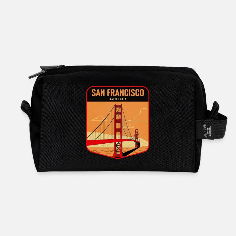 Golden Gate Retro Badge San Francisco - Recycelte Kulturtasche - Schwarz