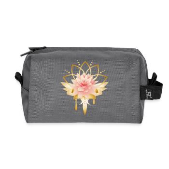 Lotus flower with golden blossom symbol - Recycled Toiletry Zip Bag - anthracite - Front