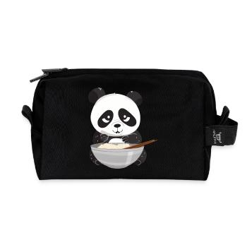 Panda mit Stäbchen und Reis, Asiatisches - Recycelte Kulturtasche - Schwarz - Vorne
