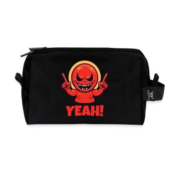 Pointant du doigt en l’air, le gars rouge dit oui - Trousse de toilette en tissu recyclé - noir - Devant