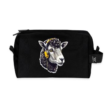 Sheep with Music - The Musical Lamb - Recycled Toiletry Zip Bag - black - Front