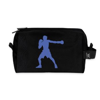 Boxer-Silhouette, Lebendiges Boxsport-Design - Recycelte Kulturtasche - Schwarz - Vorne
