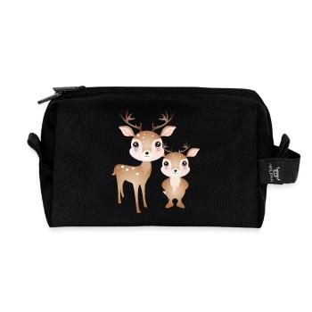 two cute deer - favourite motif for two - Recycled Toiletry Zip Bag - black - Front