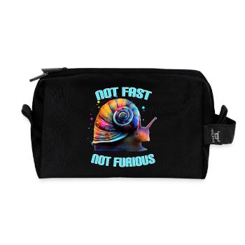 Not Fast Not Furious Snail - Recycled Toiletry Zip Bag - black - Front