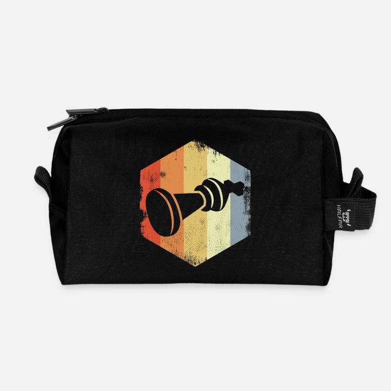 Vintage Schachspiel Skizze - Recycelte Kulturtasche - Schwarz