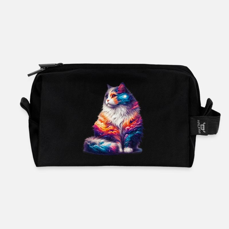 Katze - Recycelte Kulturtasche - Schwarz