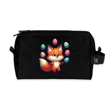 Jongler avec le renard roux avec les œufs de Pâques - Trousse de toilette en tissu recyclé - noir - Devant