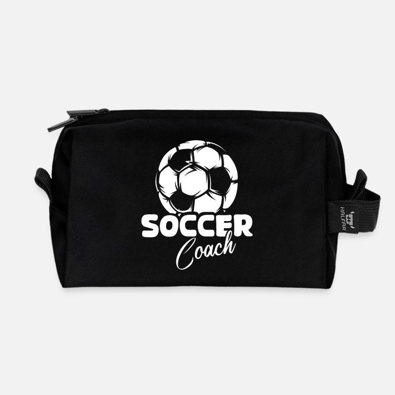 soccer coach Ball Symbol Trainerlogo Mannschaft - Recycelte Kulturtasche - Schwarz
