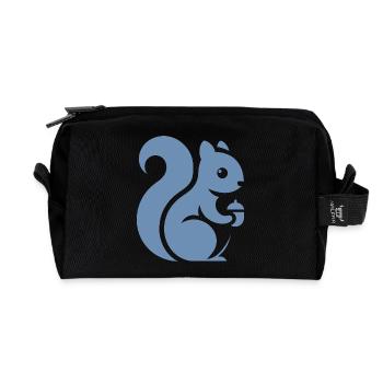 Minimalistische Eichhörnchen Silhouette mit Nuss - Recycelte Kulturtasche - Schwarz - Vorne