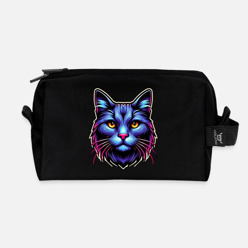 Katze - Recycelte Kulturtasche - Schwarz