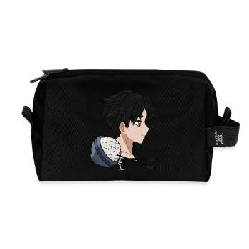 Reis Manga Anime Boy Rice Bowl Comic Stäbchen - Recycelte Kulturtasche - Schwarz - Vorne